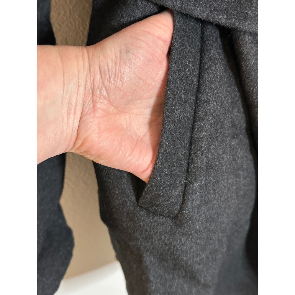 The Reset R LABEL Wool Yak Blend Open Front Belted Jacket Size M Charcoal Gray - Picture 4 of 8